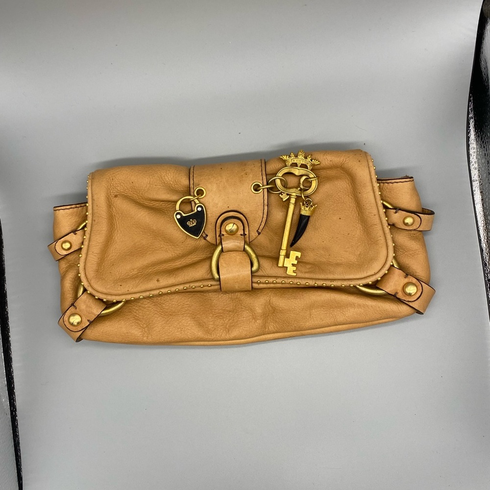 juicy couture leather clutch purse with hanging charms